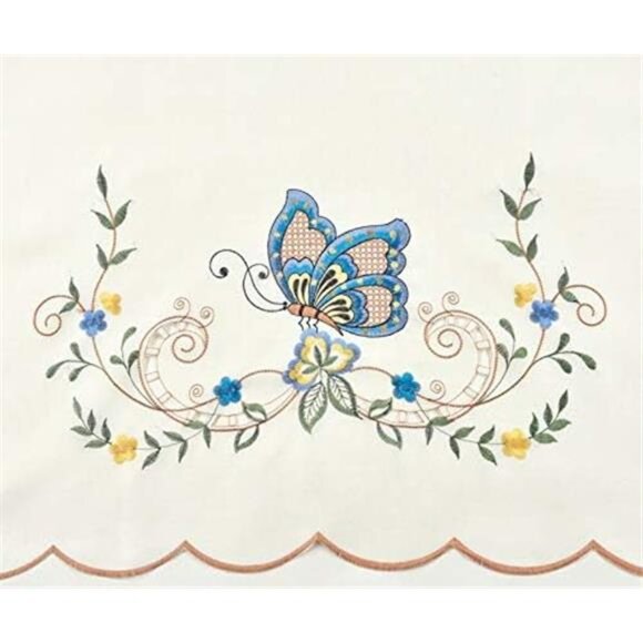 Dancing Butterfly. 3pcs Multi-Color Embroidery Cafe Curtain/Swag & Tiers Set - Picture 3 of 5